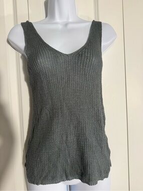 mittoshop Gray Knit V-Neck Tank Top